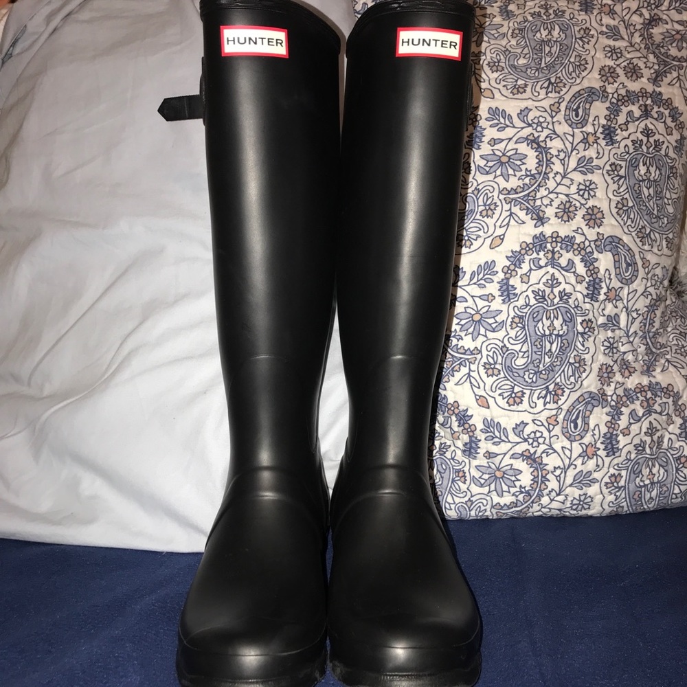 Matte Black Tall Hunter Rain Boots